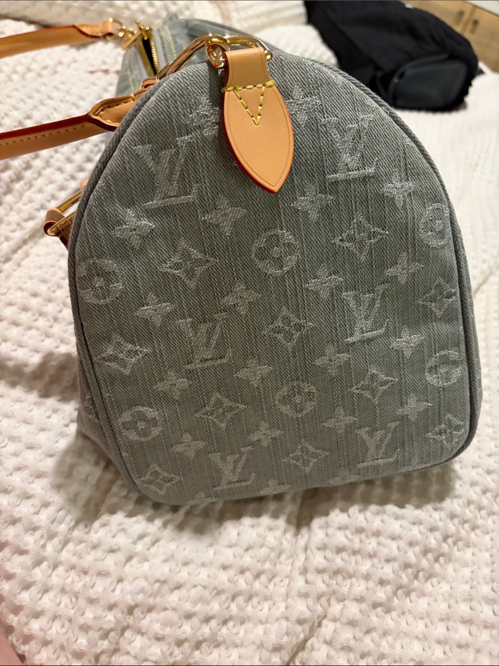 LV Gray Monogram Denim Shoulder Bag slouchy speedy 25. - Picture 4 of 5